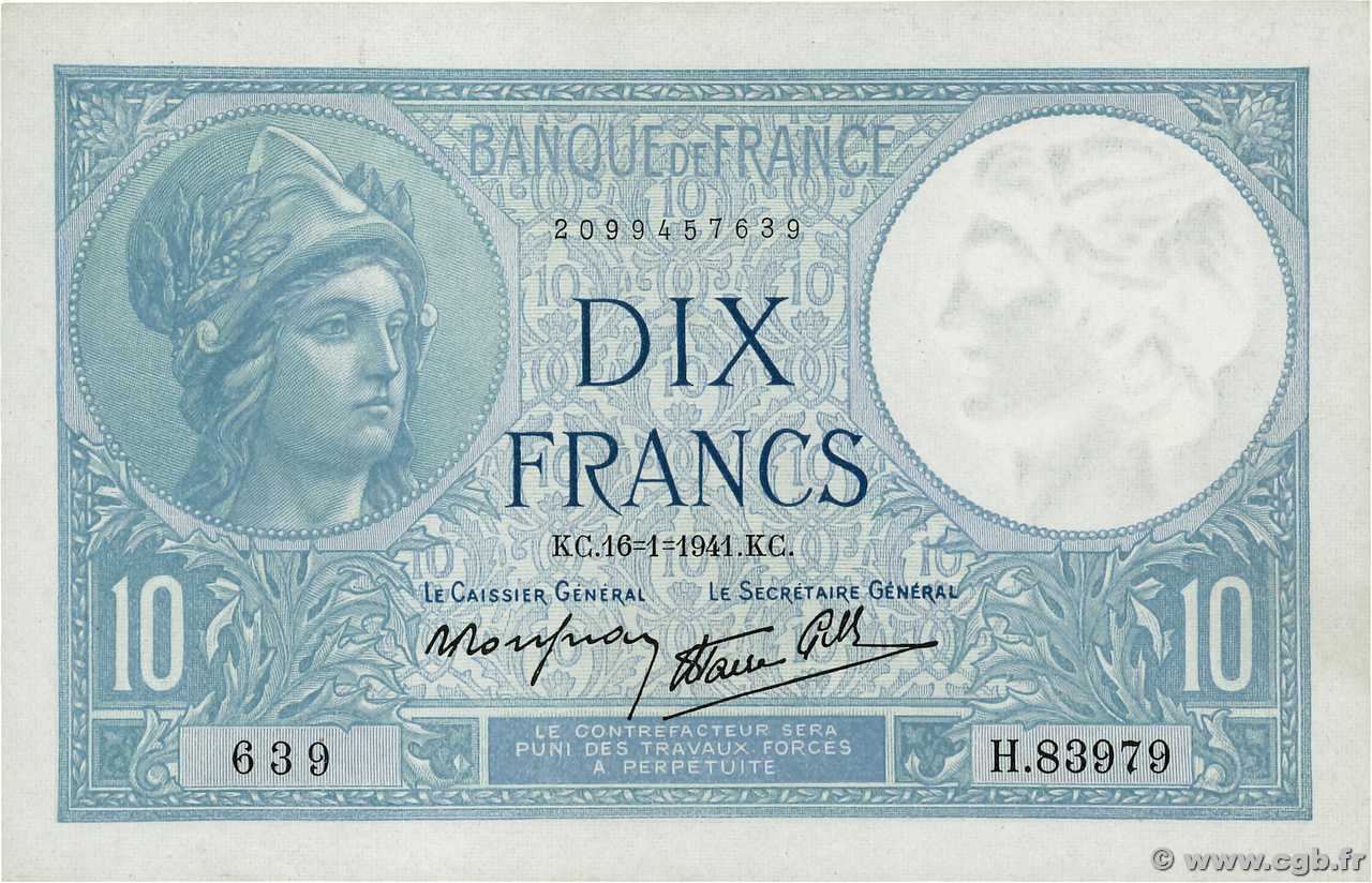 10 Francs MINERVE modifié FRANCIA  1941 F.07.28 SC