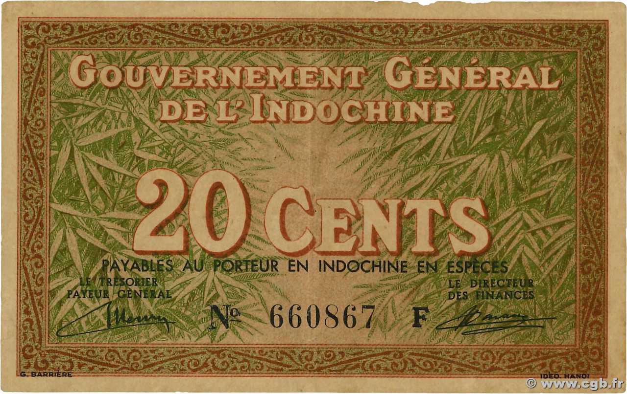 20 Cents FRANZÖSISCHE-INDOCHINA  1939 P.086a fVZ