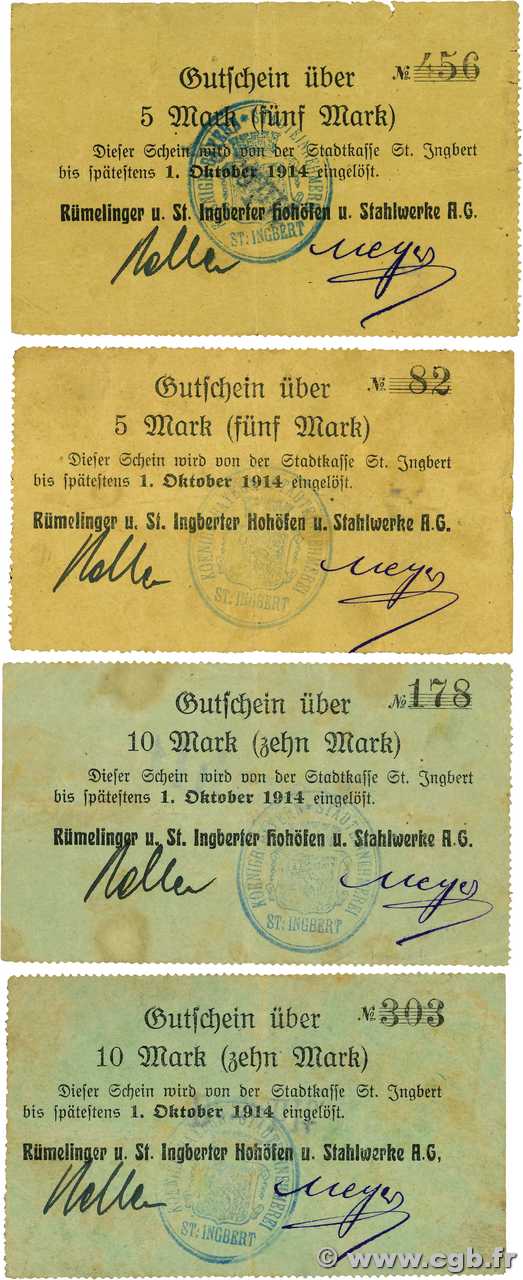 5 et 10 Mark Lot LUXEMBOURG Ingbert 1914 P.- F - VF