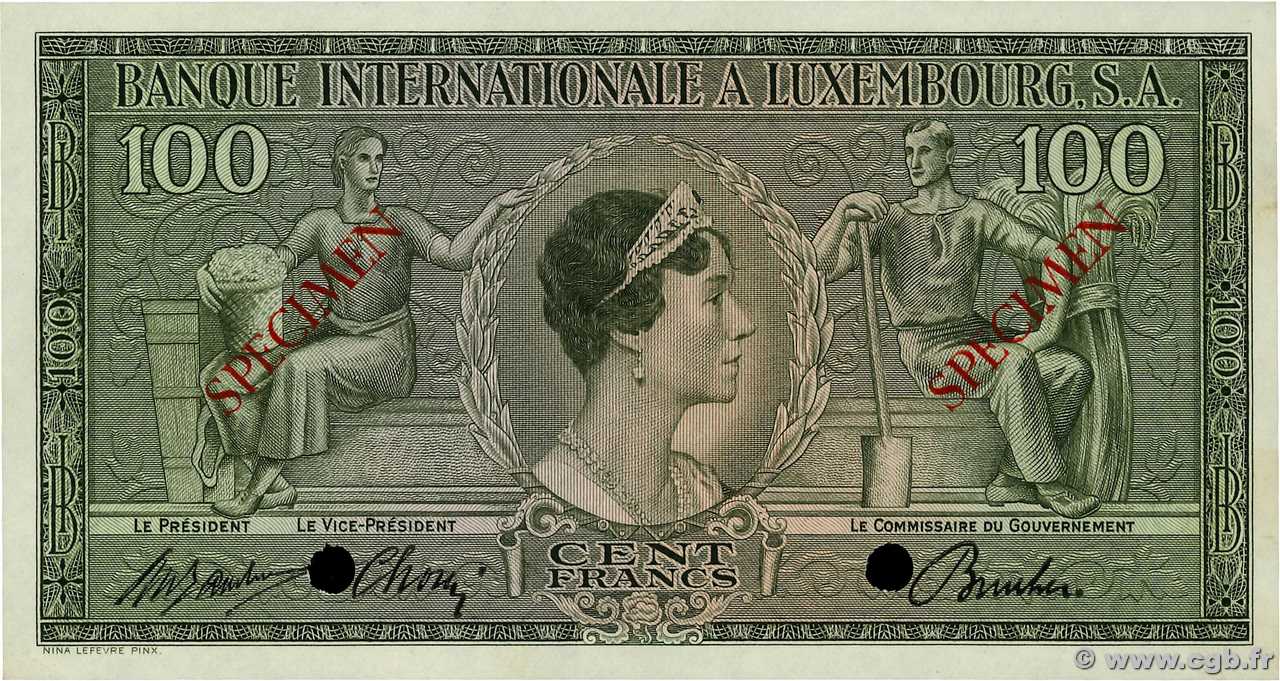 100 Francs Spécimen LUXEMBURGO  1956 P.13s SC+
