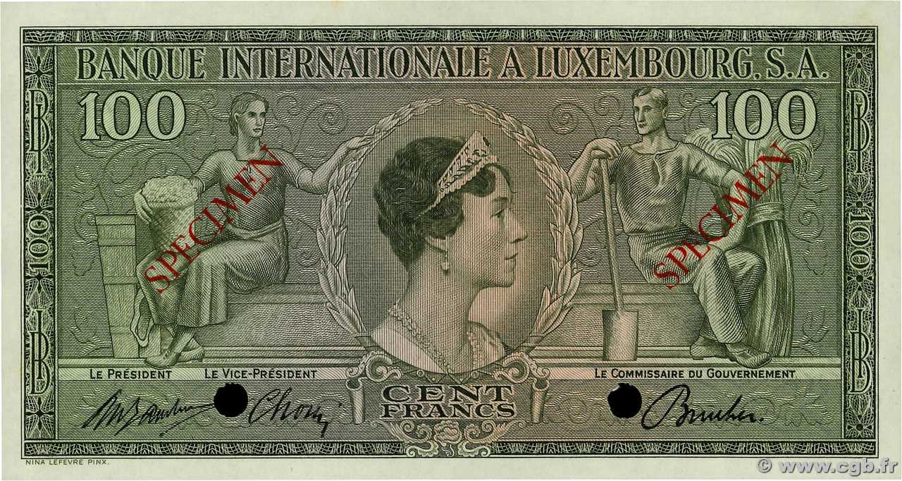 100 Francs Spécimen LUXEMBURGO  1956 P.13s FDC