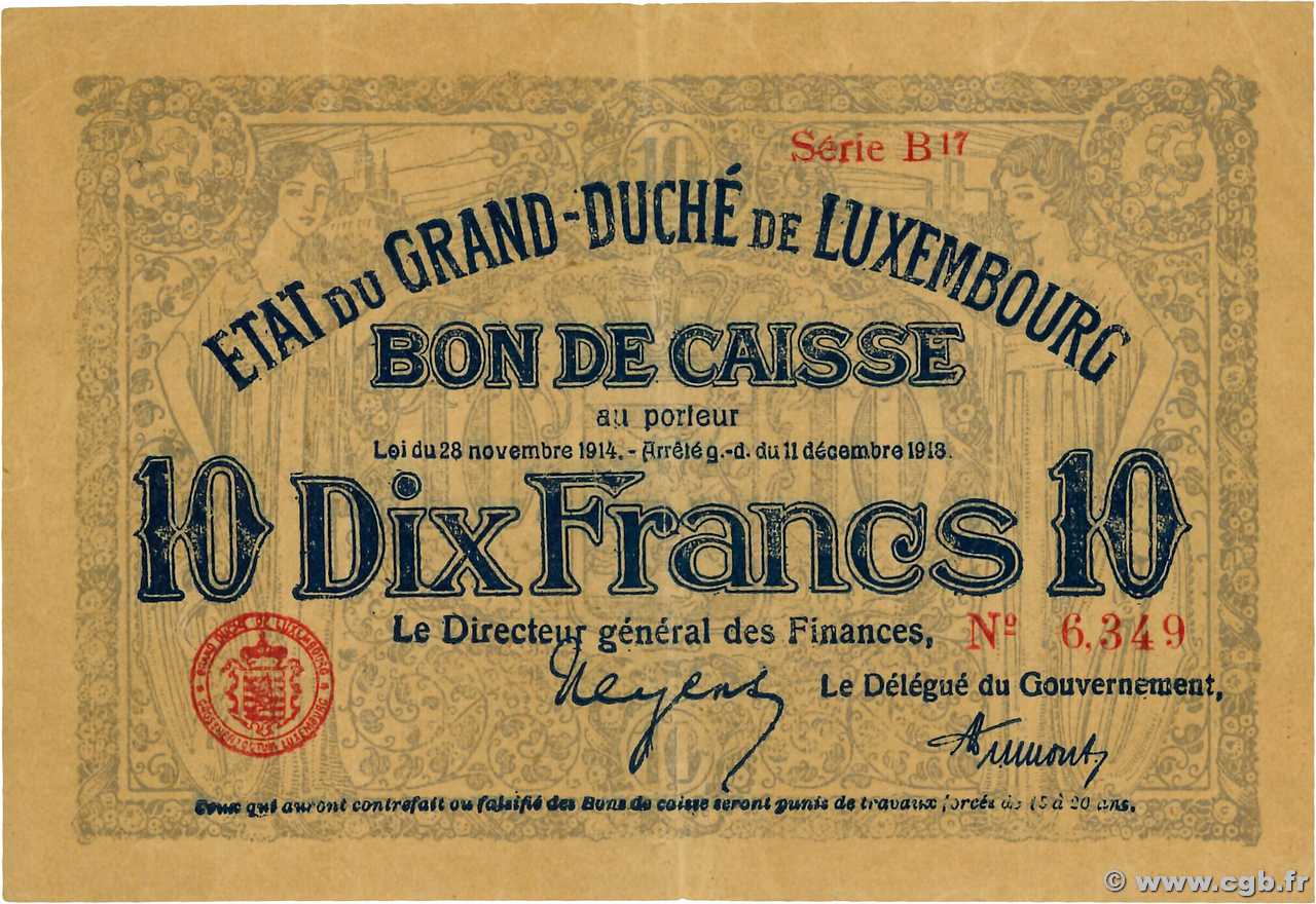 10 Francs LUXEMBOURG  1919 P.30 VF