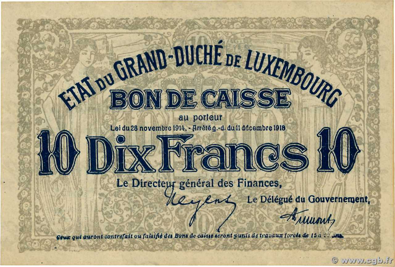 10 Francs Non émis LUSSEMBURGO  1919 P.30r AU