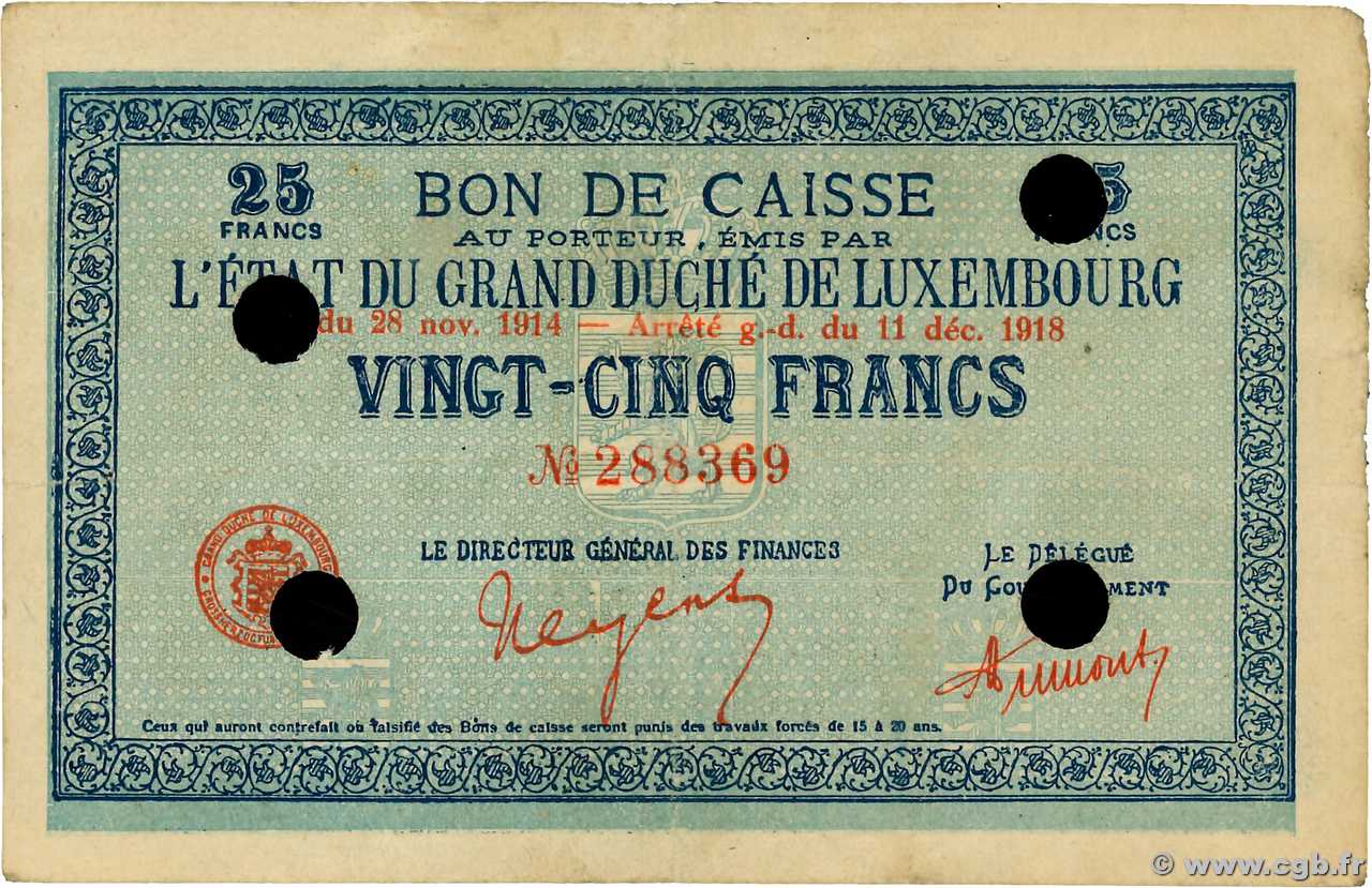 25 Francs Annulé LUSSEMBURGO  1919 P.31b MB
