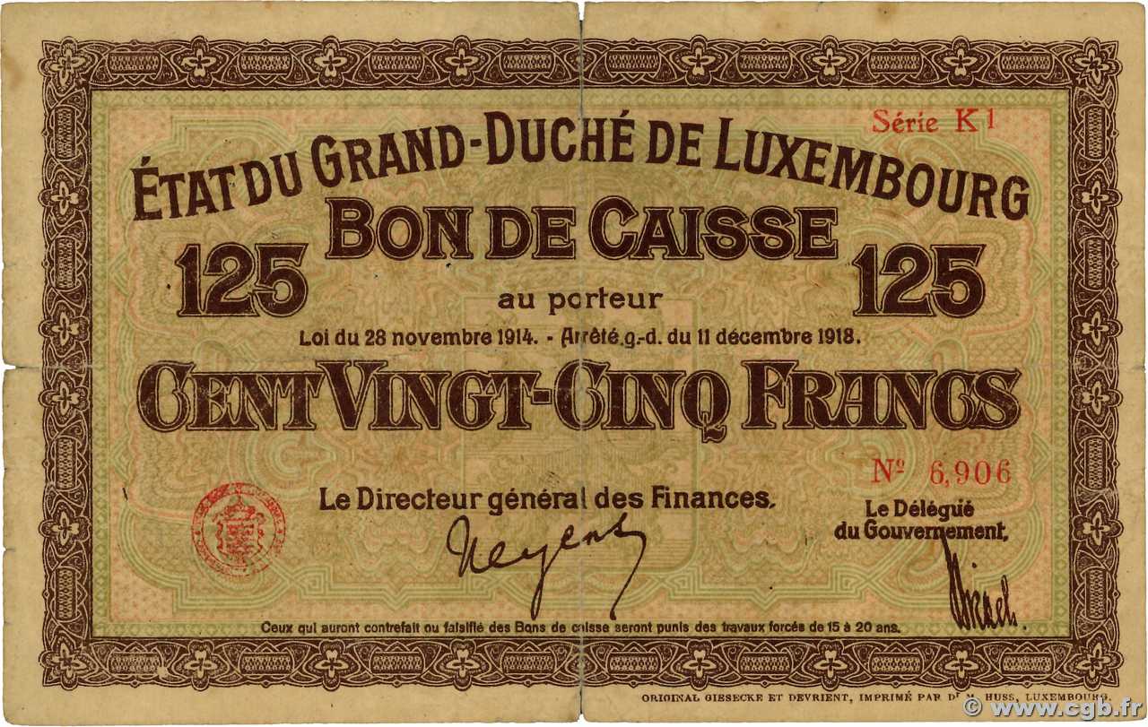 125 Francs LUXEMBOURG  1919 P.32 G