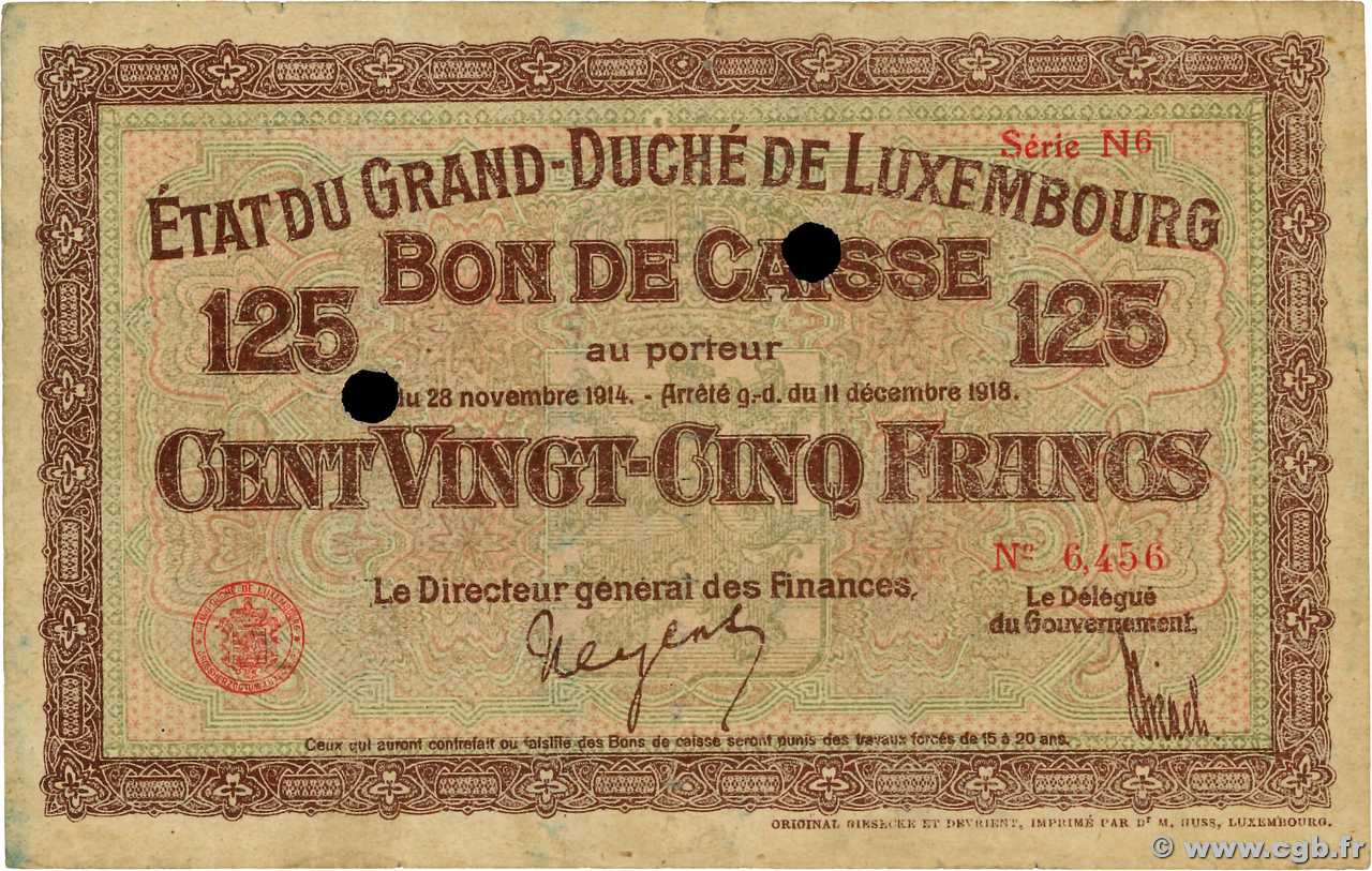 125 Francs Annulé LUXEMBOURG  1919 P.32 F