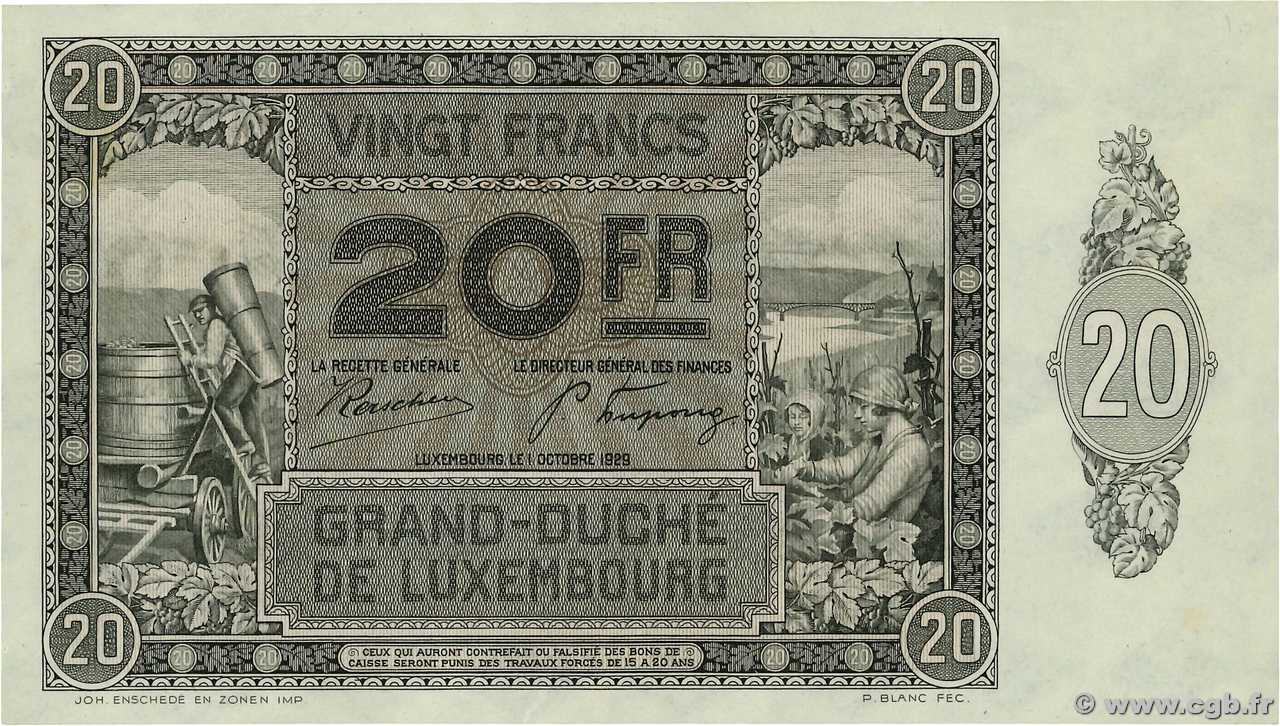 20 Francs Essai LUSSEMBURGO  1929 P.37s AU