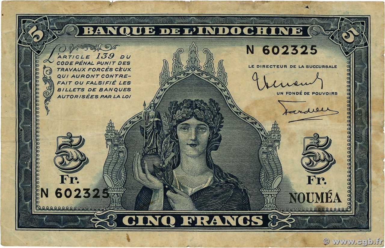 5 Francs NEW CALEDONIA  1944 P.48 F