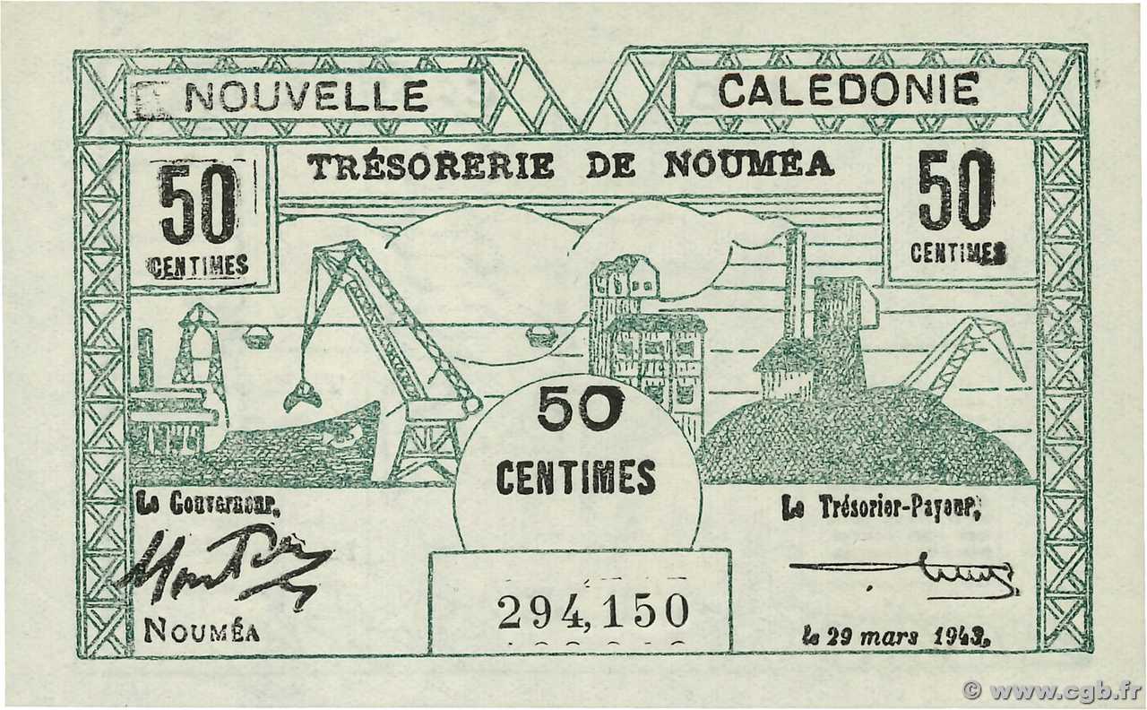 50 Centimes NEW CALEDONIA  1943 P.54 AU-