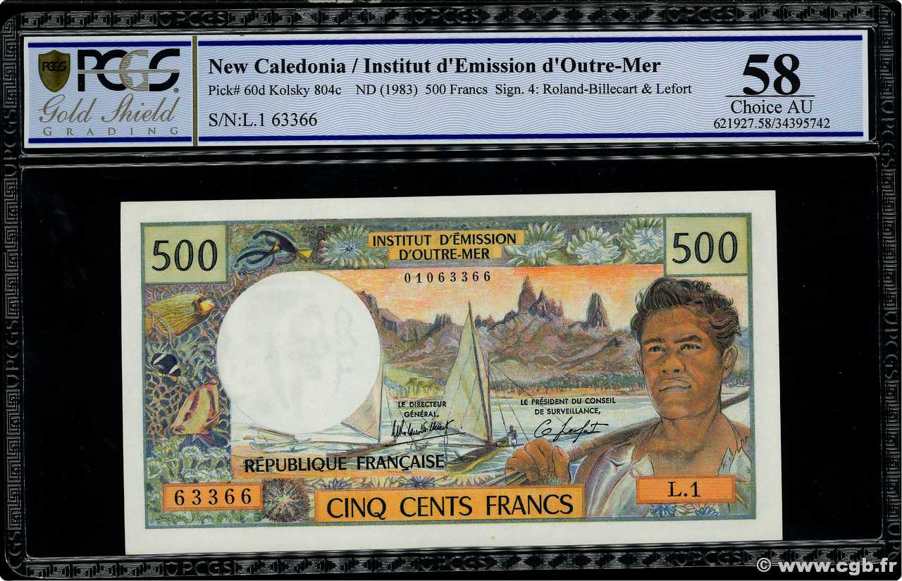500 Francs NEW CALEDONIA  1983 P.60d AU