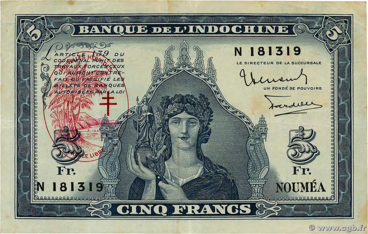 5 Francs NUOVE EBRIDI  1945 P.05 BB