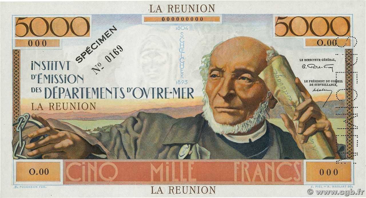 5000 Francs Schoelcher ISLA DE LA REUNIóN  1960 P.50s SC+