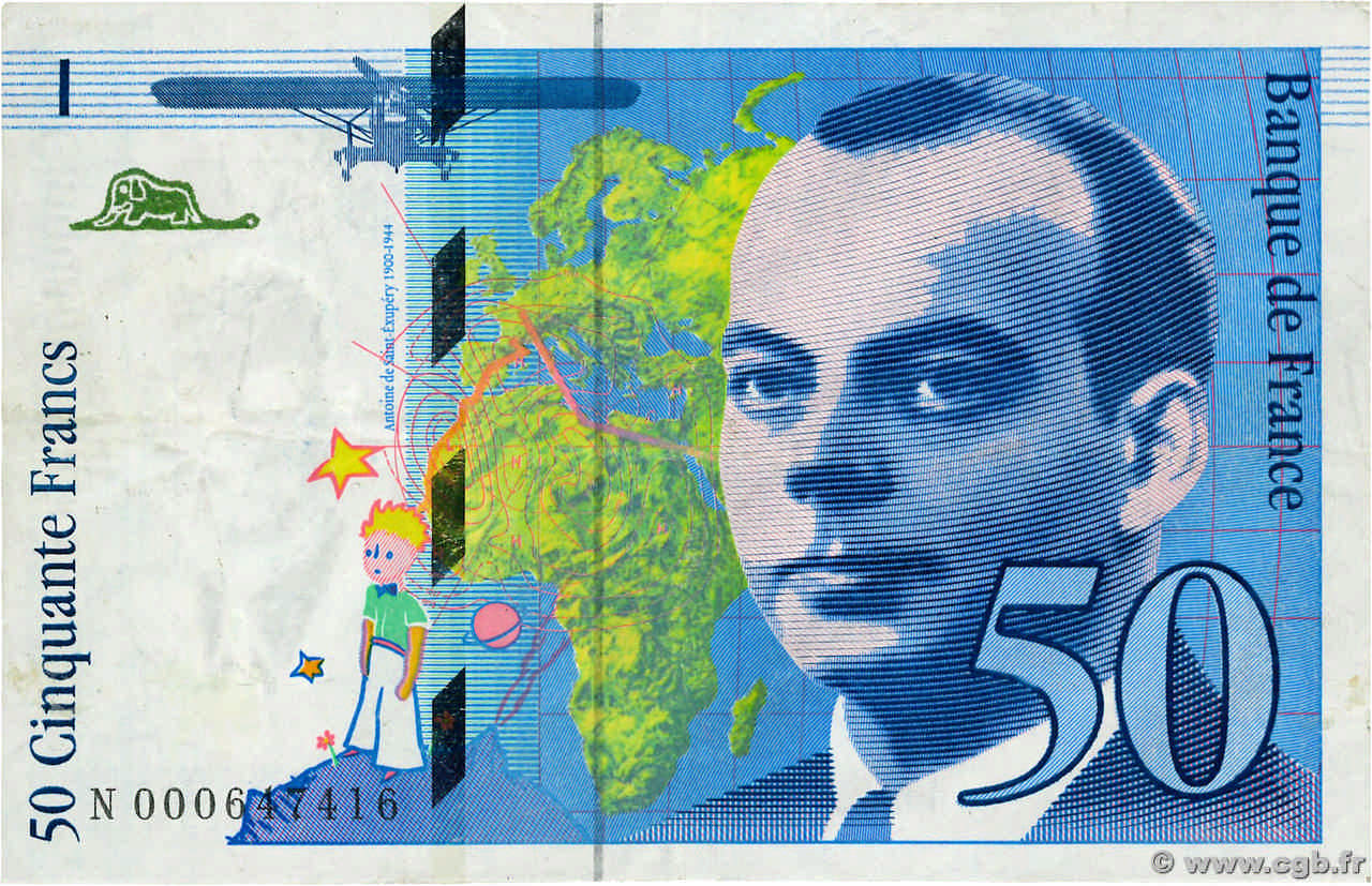 50 Francs SAINT-EXUPÉRY FRANCE  1992 F.72.01aN VF