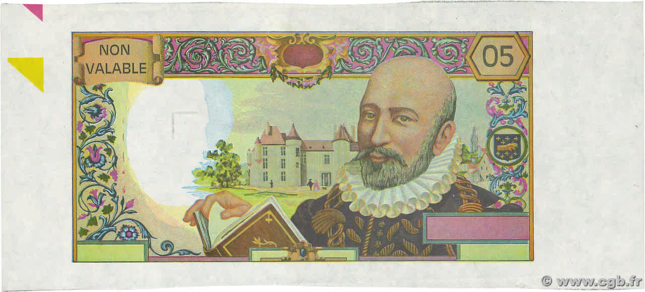 05 Francs MONTAIGNE échantillon Échantillon FRANCIA  1987 EC.1987.01b EBC