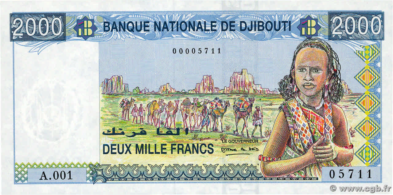 2000 Francs DJIBOUTI  1997 P.40 UNC
