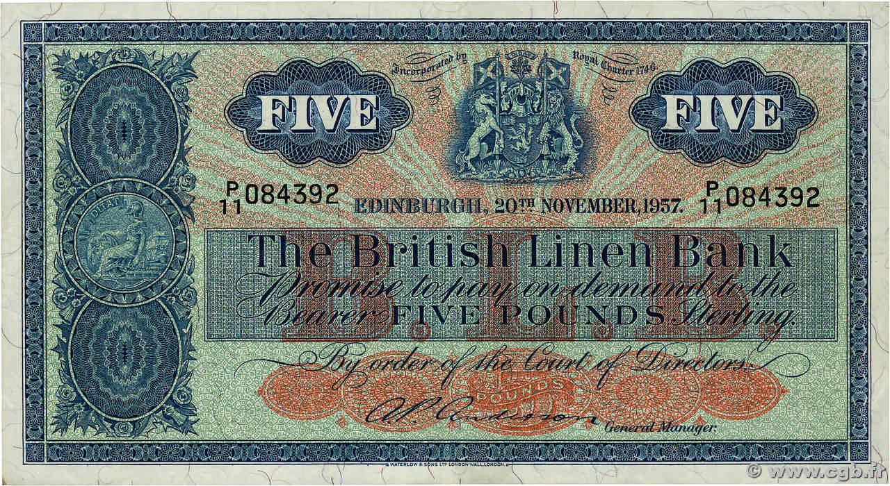 5 Pounds SCOTLAND  1957 P.161b VF+