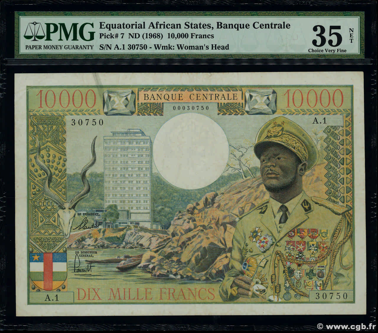 10000 Francs EQUATORIAL AFRICAN STATES (FRENCH)  1968 P.07 VF