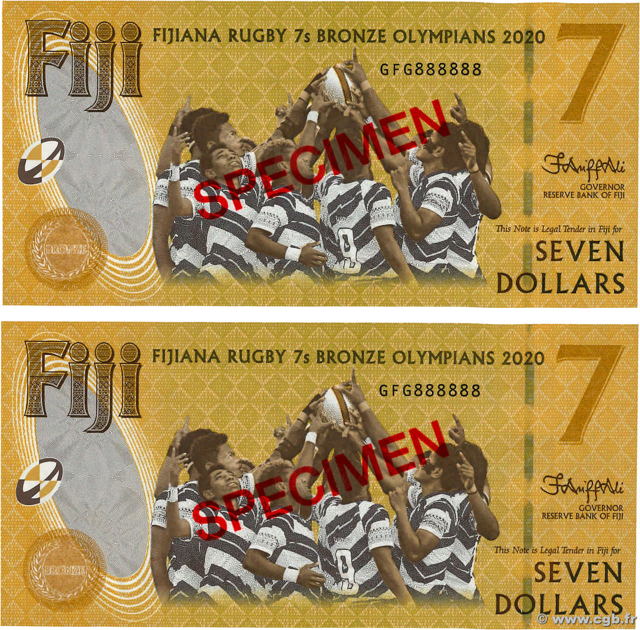 7 Dollars Spécimen FIJI  2022 P.122s UNC-