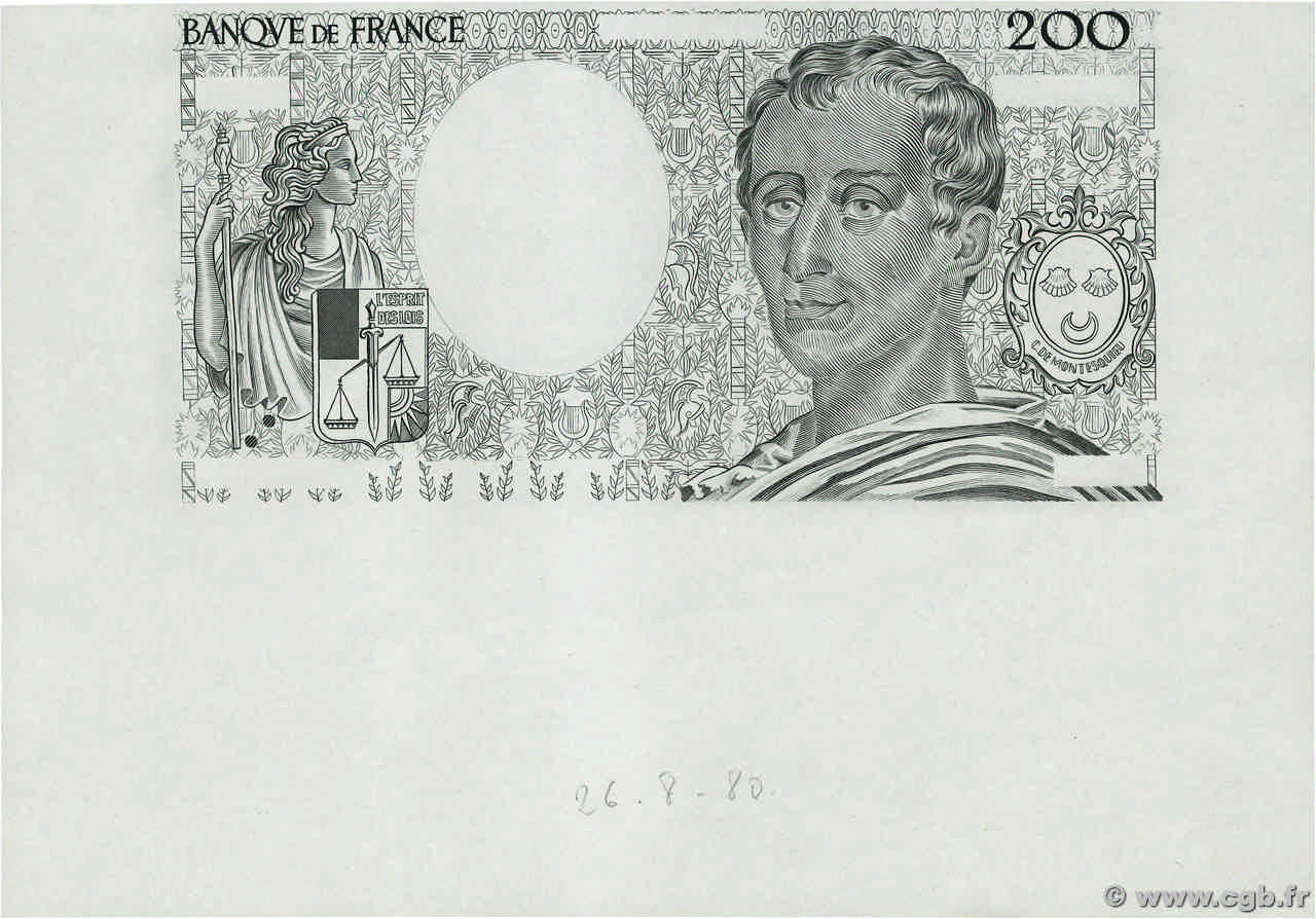 200 Francs MONTESQUIEU Épreuve FRANCE  1981 F.70.00Ec UNC
