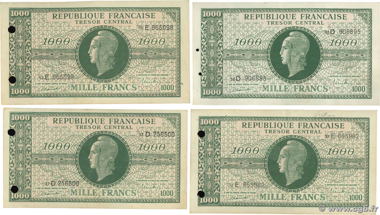 1000 Francs MARIANNE THOMAS DE LA RUE Faux FRANCE  1945 VF.13.01x et 02x VF