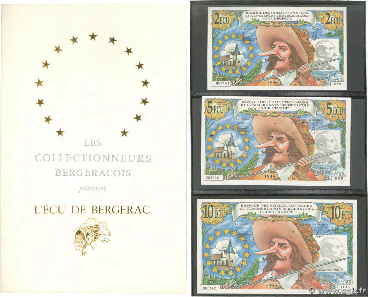 2, 5 et 10 Ecu Set de présentation FRANCE Regionalismus und verschiedenen Bergerac 1995  fST+