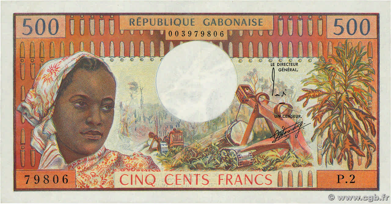 500 Francs GABUN  1973 P.02a fST