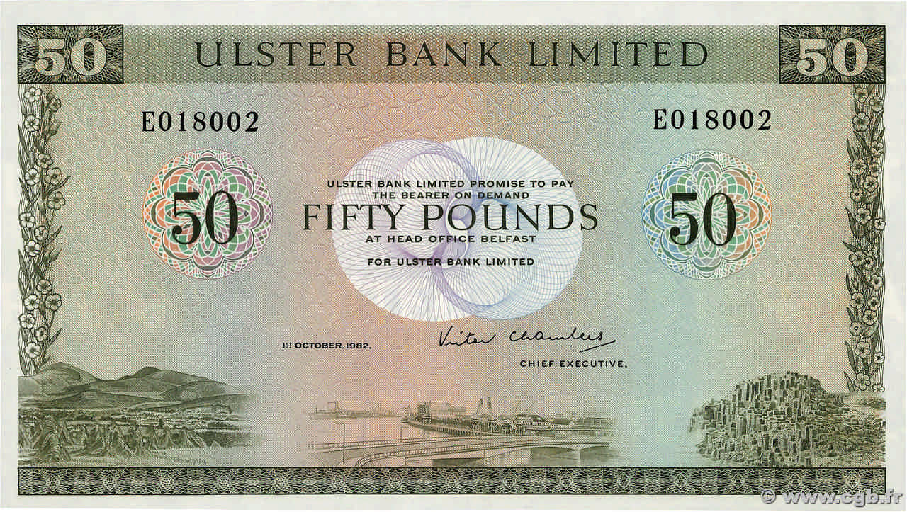 50 Pounds NORTHERN IRELAND  1982 P.329a FDC