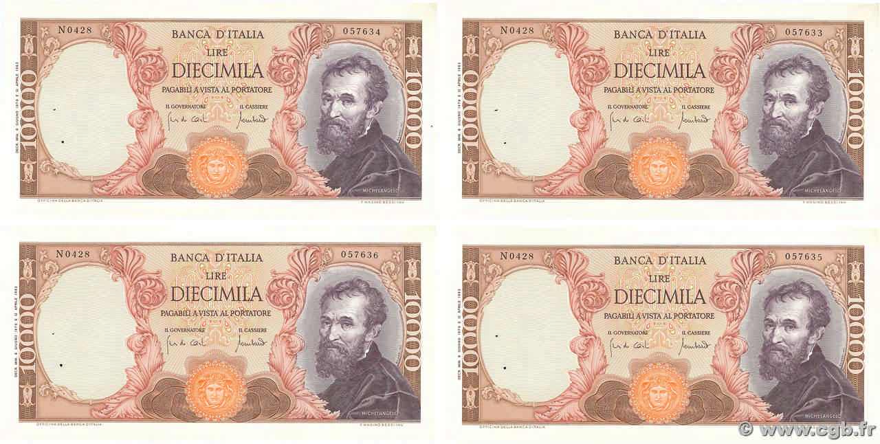 10000 Lire Consécutifs ITALY  1970 P.097e AU