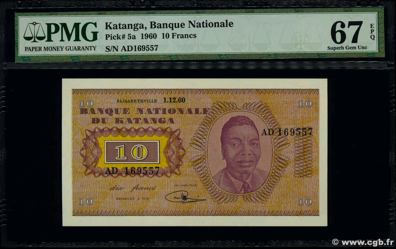 10 Francs KATANGA  1960 P.05a ST