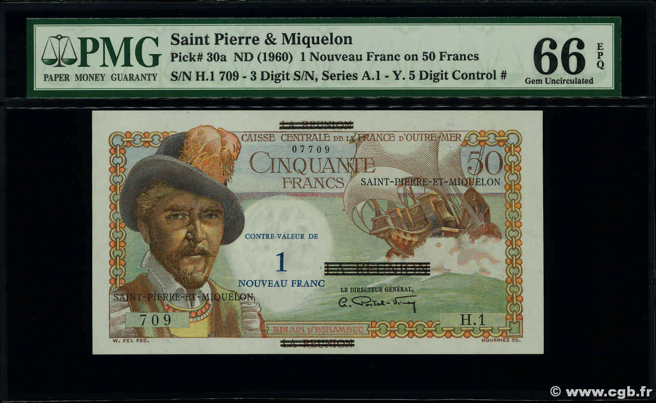 1 NF sur 50 Francs Belain d Esnambuc SAINT-PIERRE UND MIQUELON  1960 P.30a ST