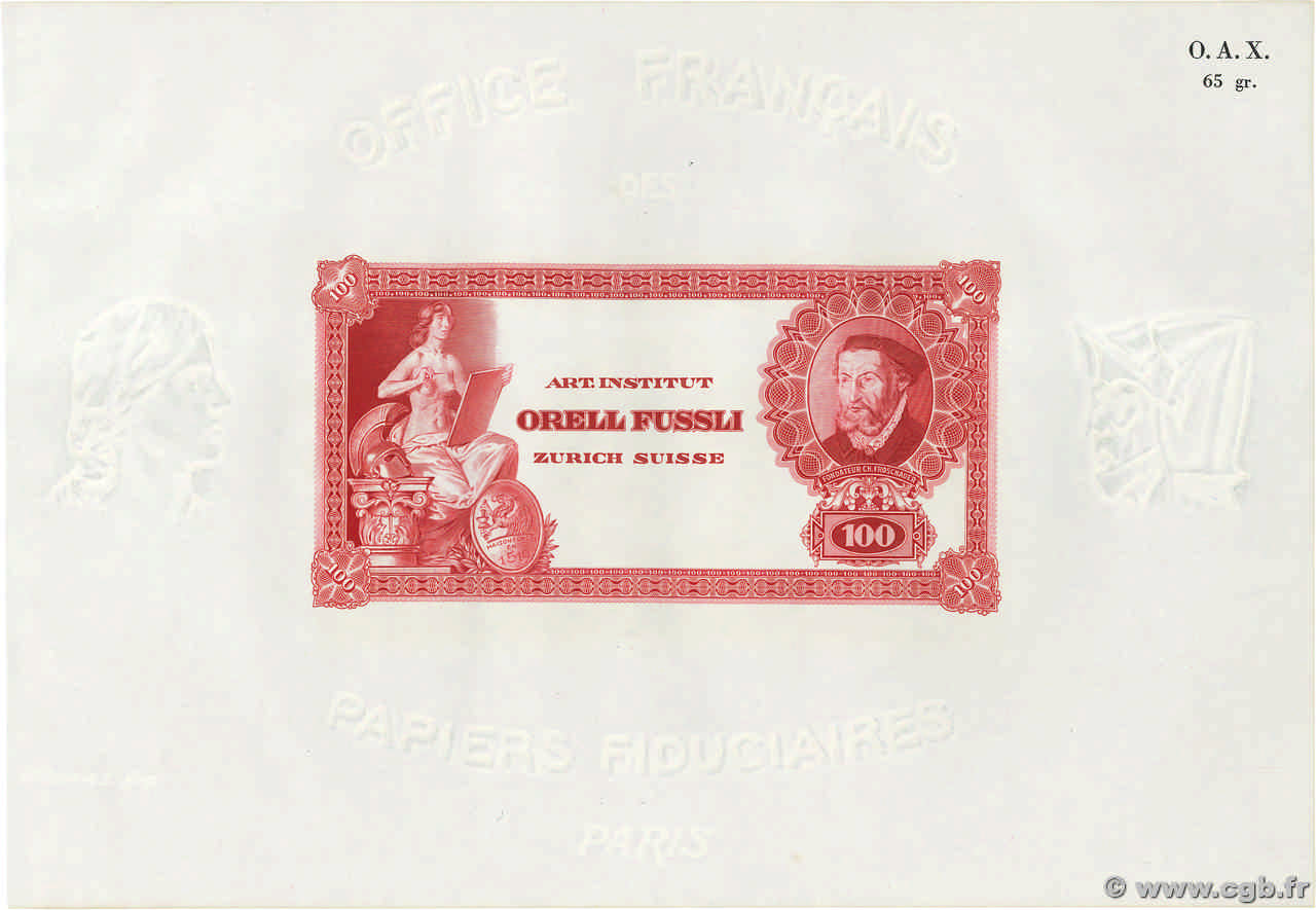 100 Francs Épreuve SUISSE  1935 P.- UNC-
