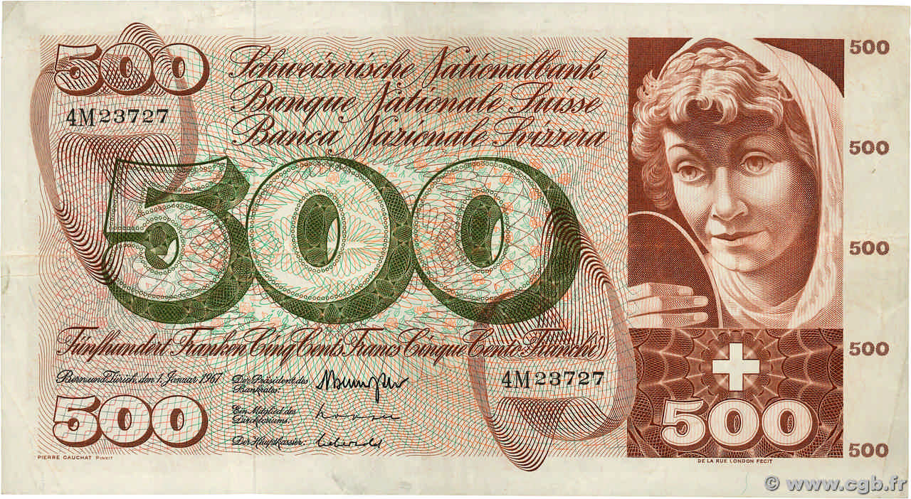 500 Francs SUISSE  1967 P.51e fSS