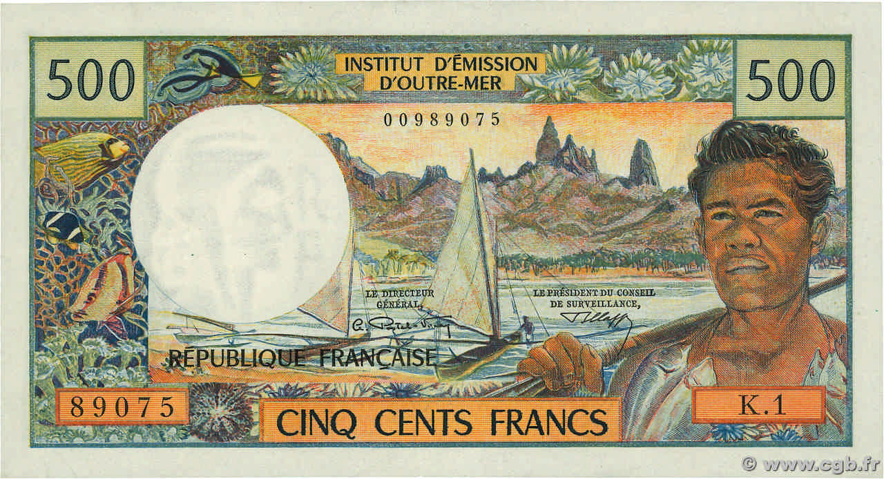 500 Francs TAHITI  1970 P.25a XF