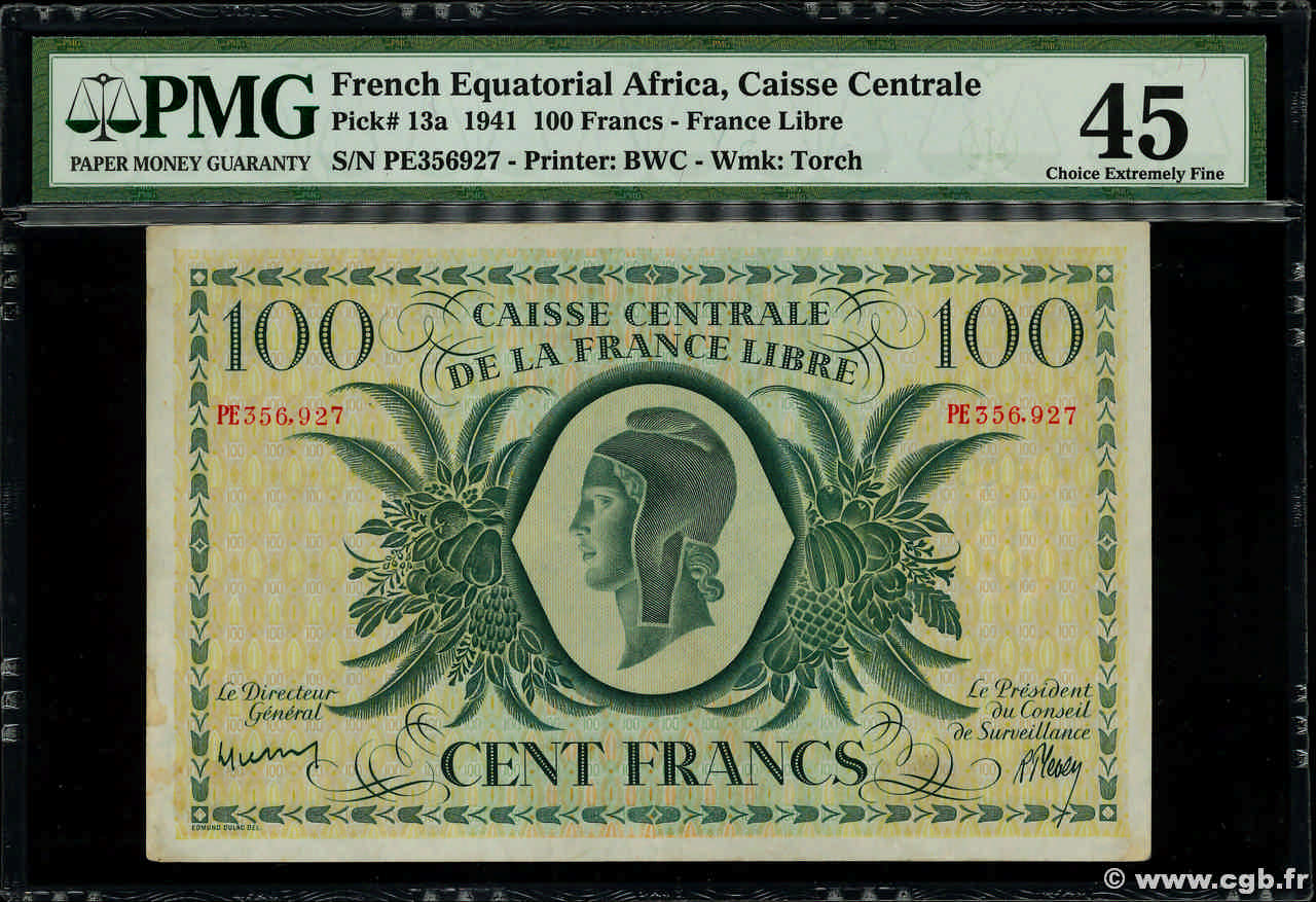100 Francs AFRIQUE ÉQUATORIALE FRANÇAISE Brazzaville 1941 P.13a EBC