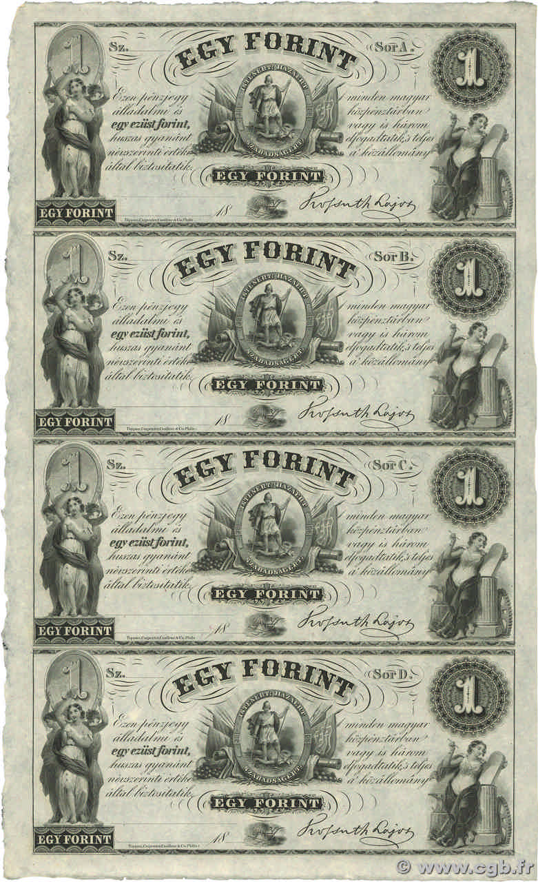 1 Forint Planche HUNGARY  1852 PS.141r1 AU