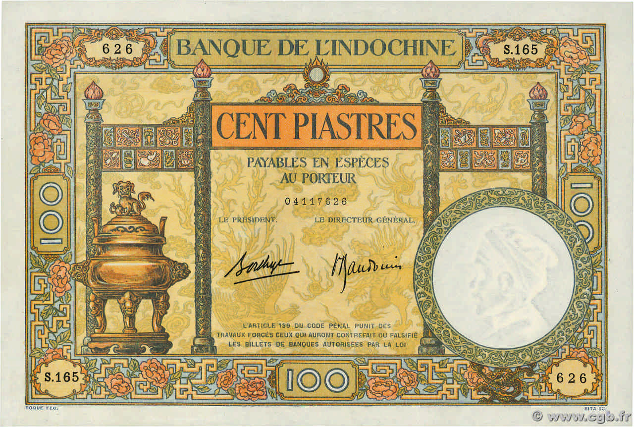 100 Piastres INDOCHINA  1936 P.051d EBC+