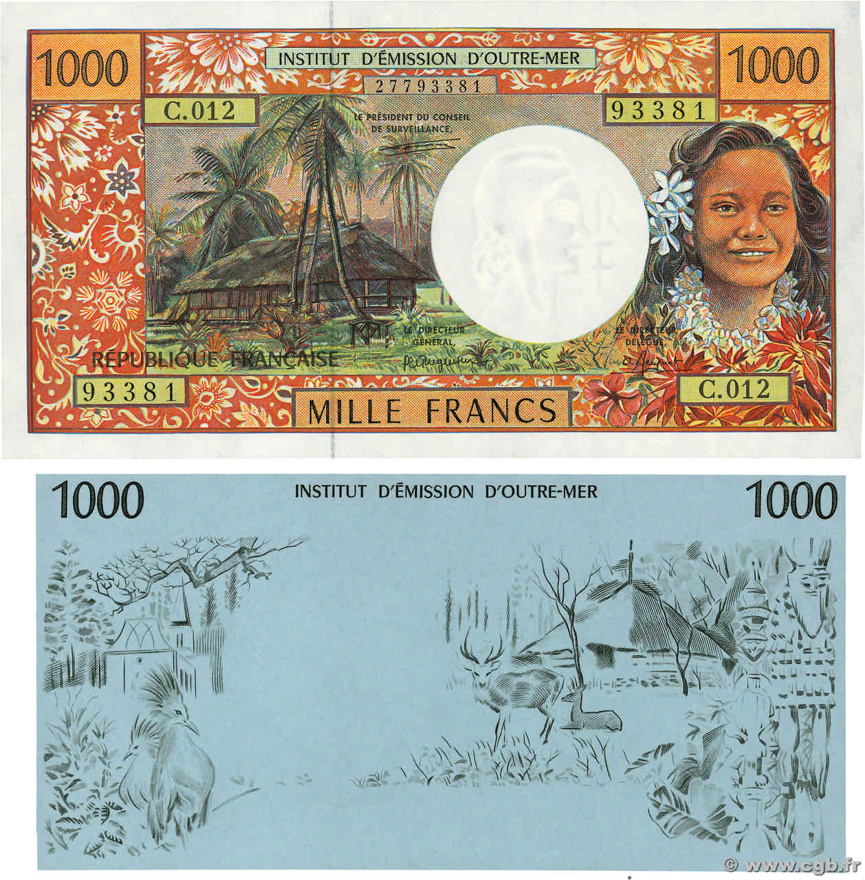 1000 Francs Lot FRENCH PACIFIC TERRITORIES  1995 P.02a et P.02E fST+