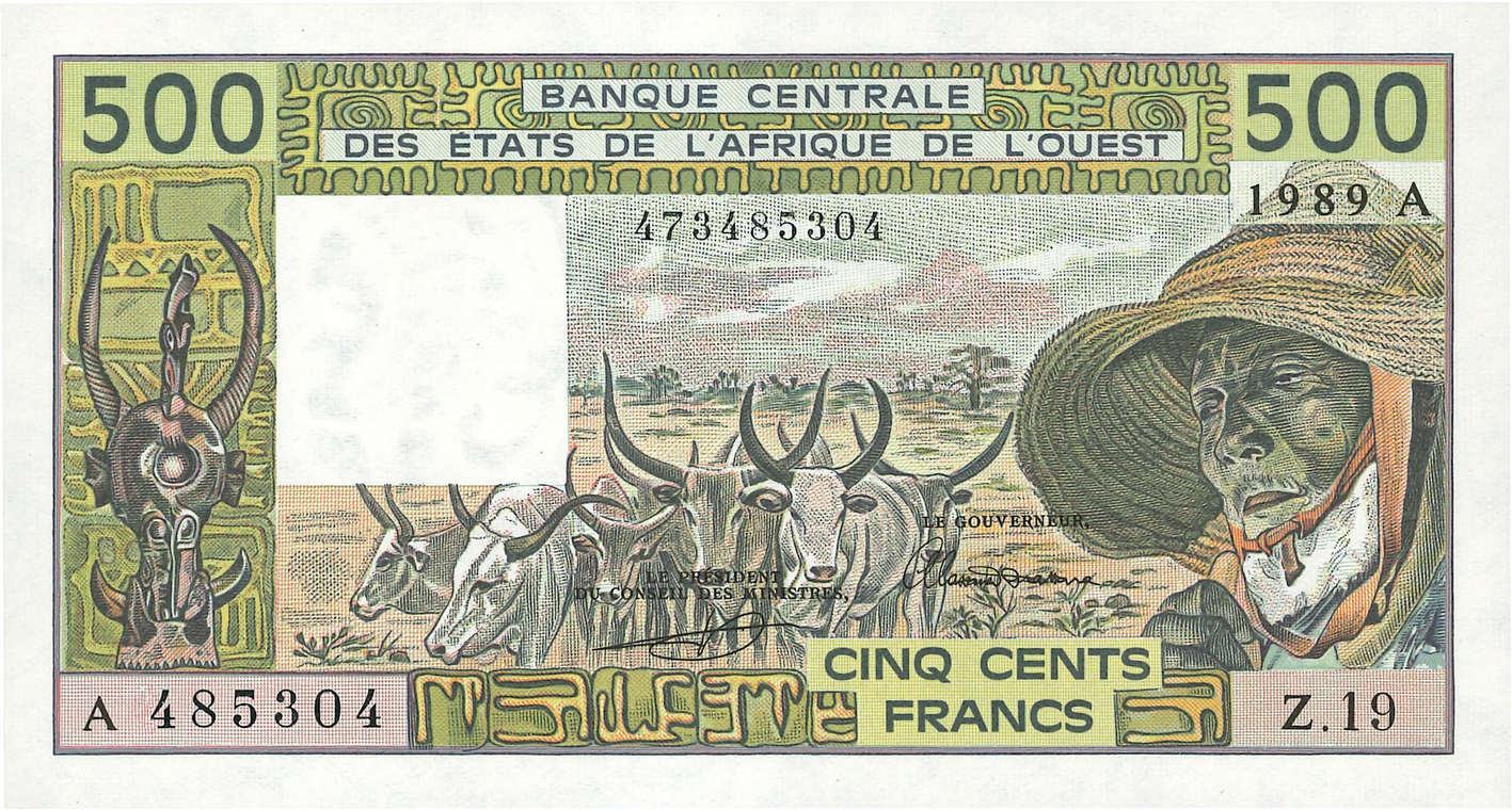 500 Francs ÉTATS DE L AFRIQUE DE L OUEST  1989 P.106Al NEUF