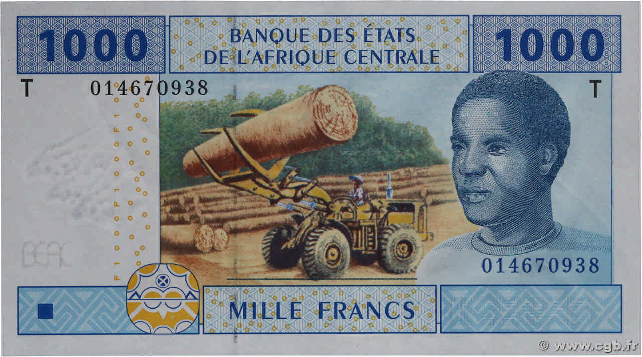 1000 Francs CENTRAL AFRICAN STATES  2002 P.107Ta AU