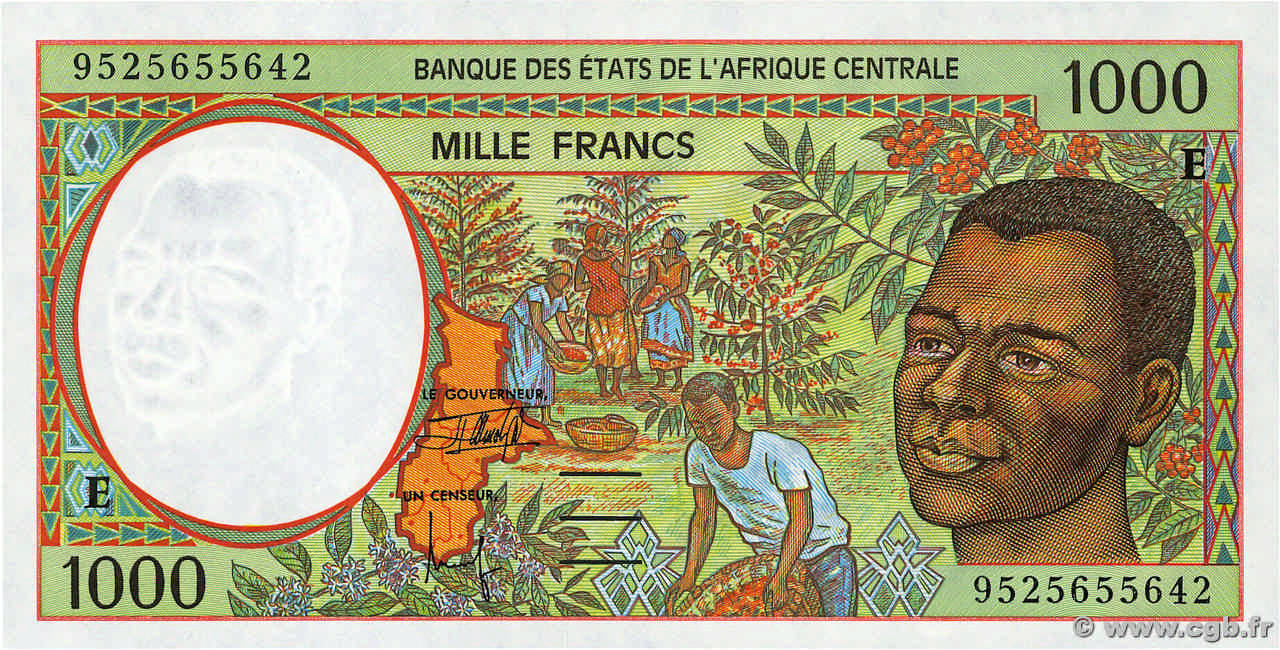 1000 Francs STATI DI L  AFRICA CENTRALE  1995 P.202Ec FDC