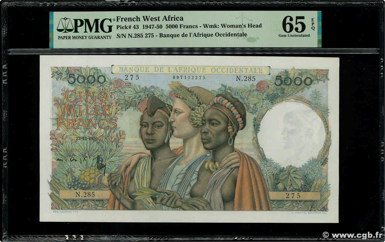 5000 Francs FRENCH WEST AFRICA  1950 P.43 ST
