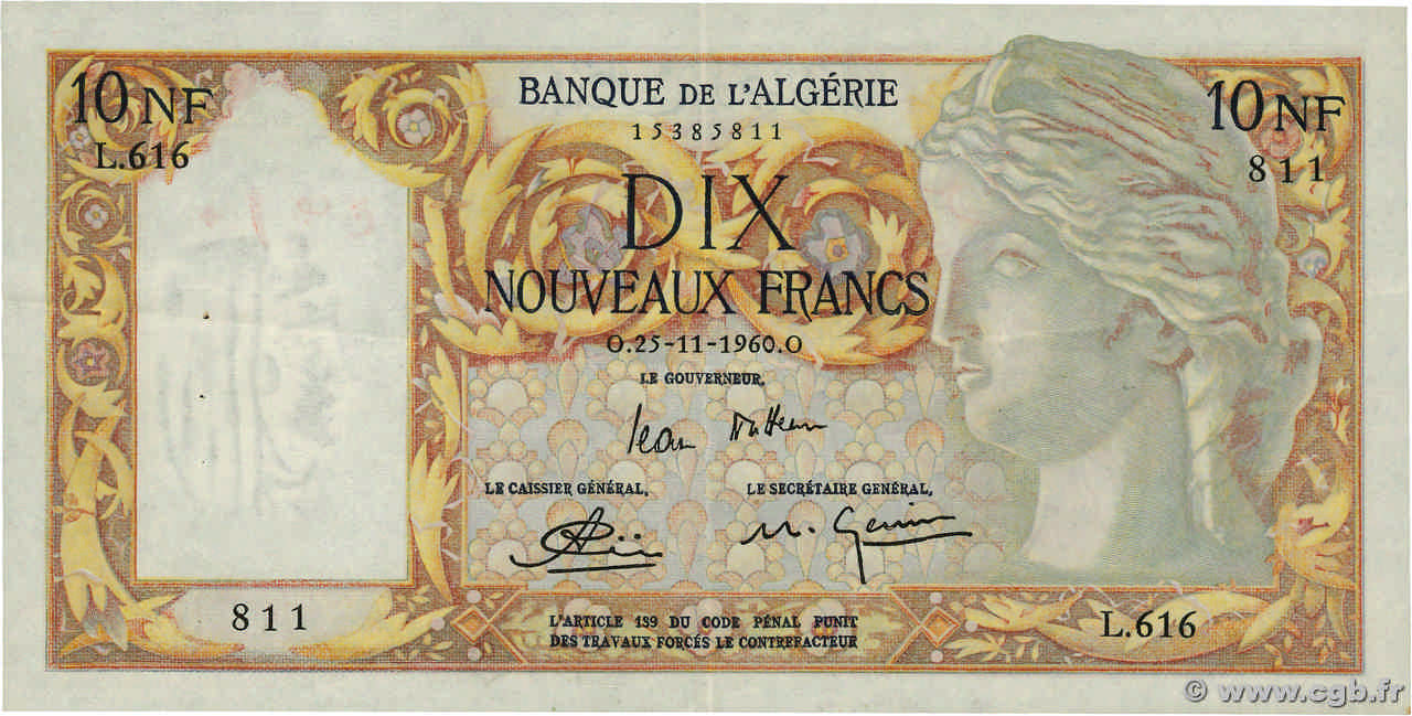 10 Nouveaux Francs ARGELIA  1960 P.119a EBC