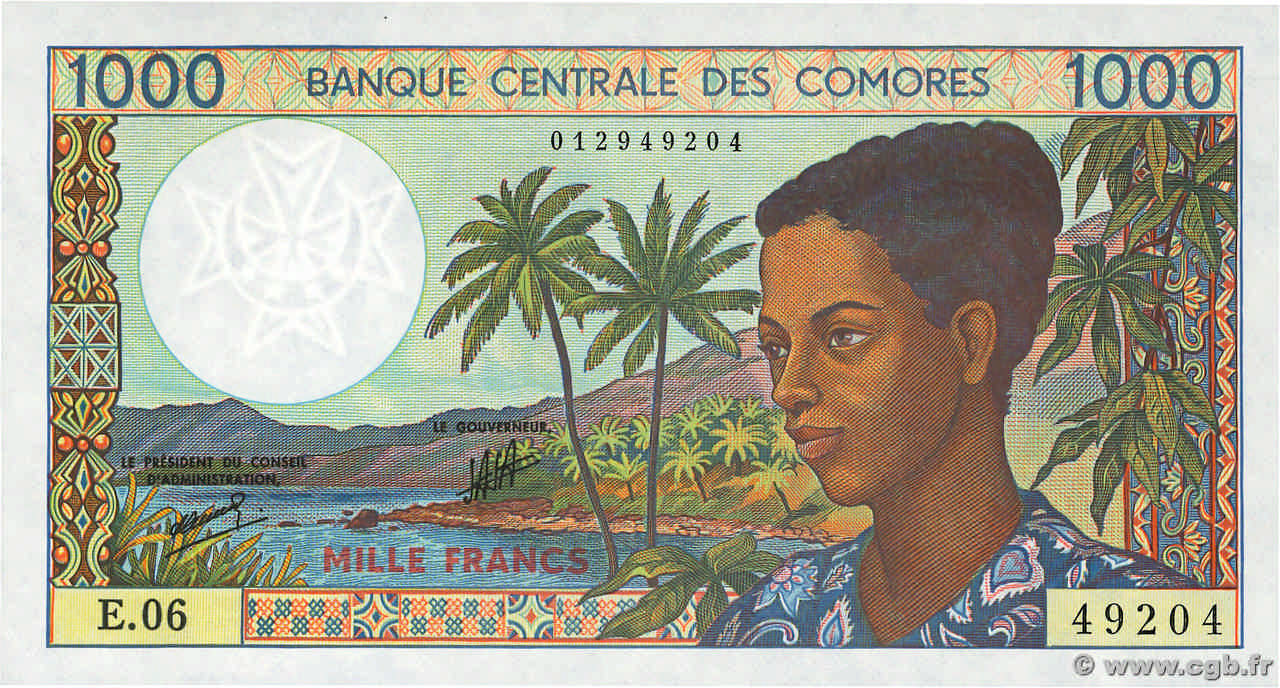 1000 Francs KOMOREN  1994 P.11b2 ST