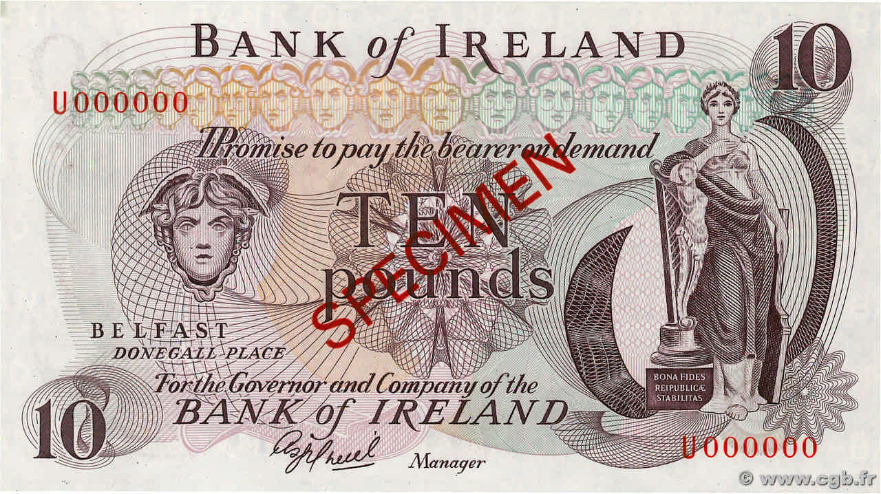10 Pounds Spécimen NORTHERN IRELAND  1977 P.063bs UNC