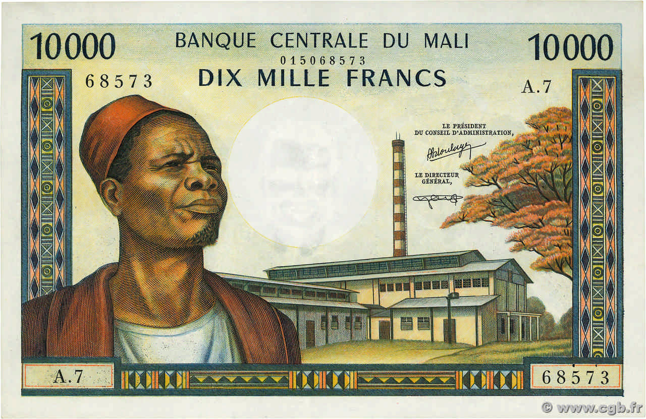 10000 Francs MALí  1984 P.15g EBC+