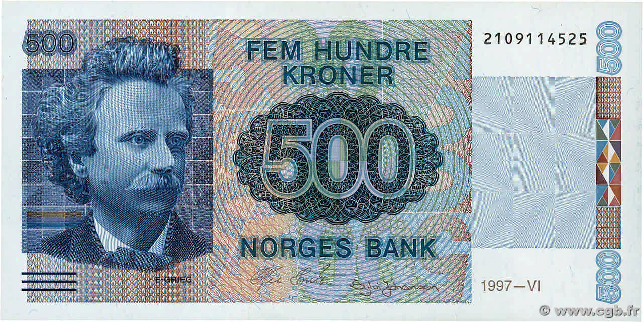 500 Kroner NORWAY  1997 P.44c AU+