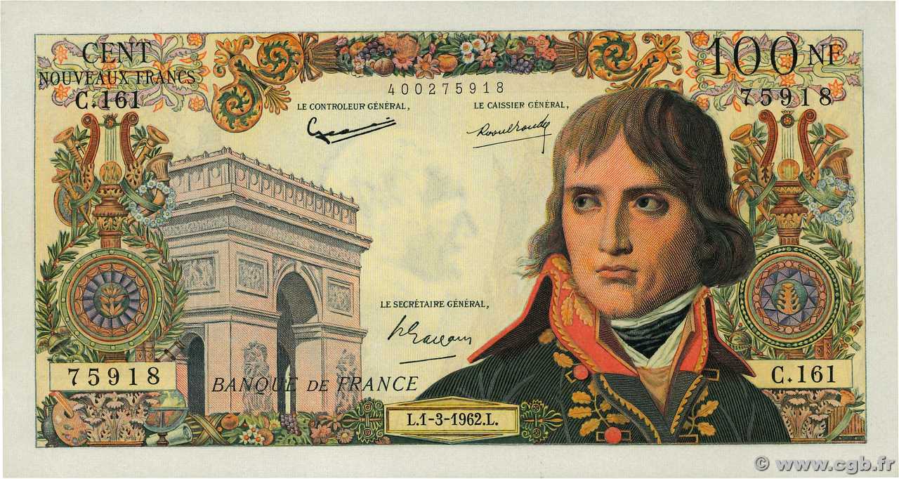 100 Nouveaux Francs BONAPARTE FRANKREICH  1962 F.59.14 fST+