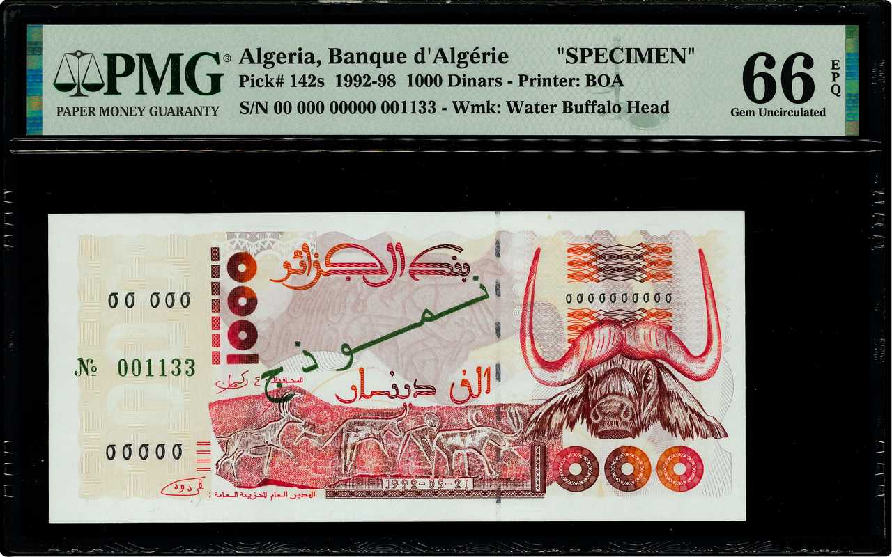 1000 Dinars Spécimen ALGERIEN  1998 P.142s ST