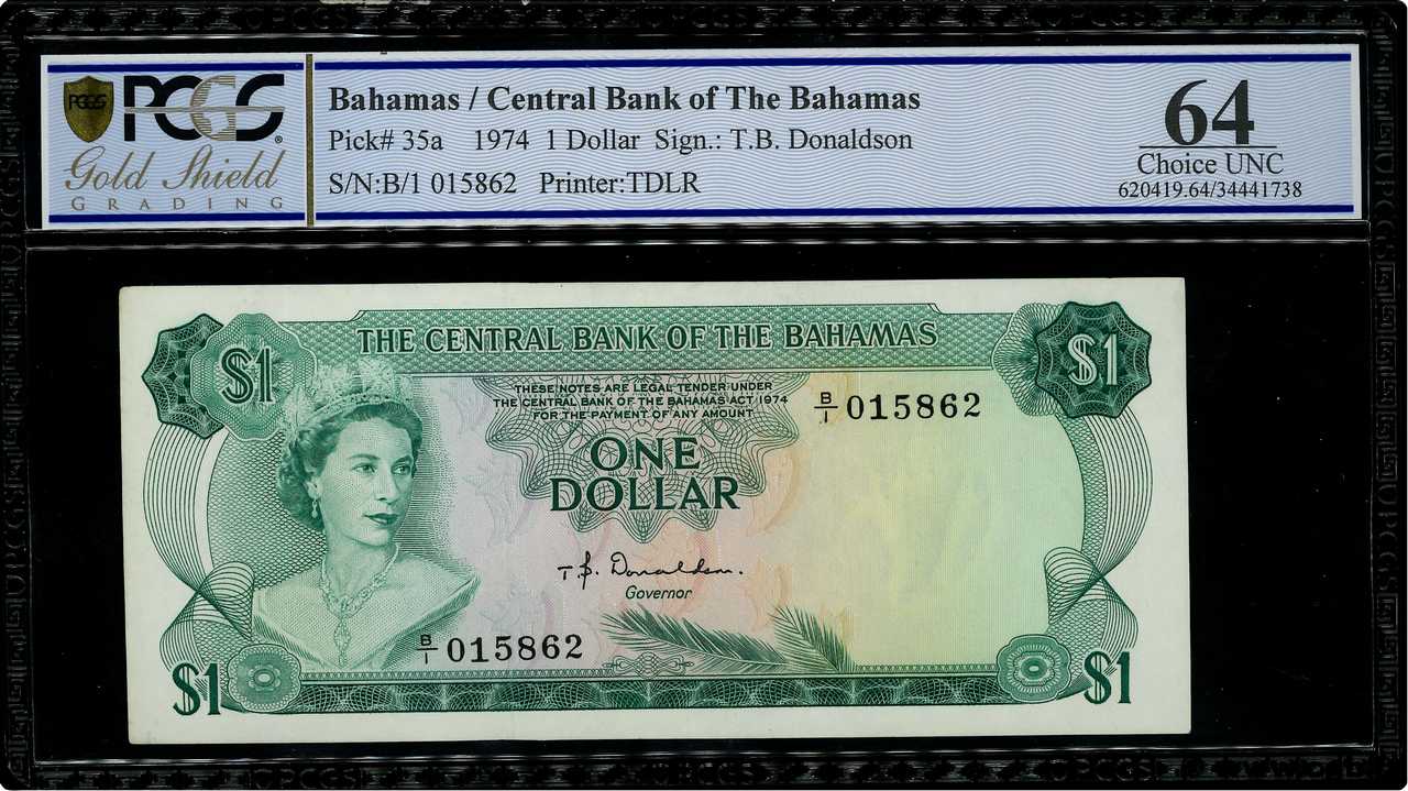 1 Dollar BAHAMAS  1974 P.35a fST+