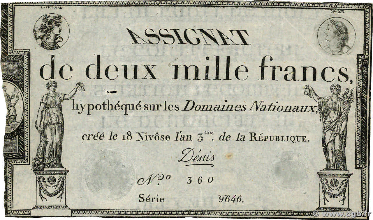 2000 Francs FRANCE  1795 Ass.51a XF-